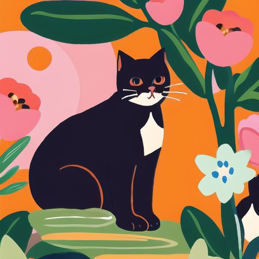 Cat in Flowers