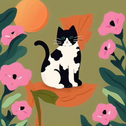 Cat in Flowers-1