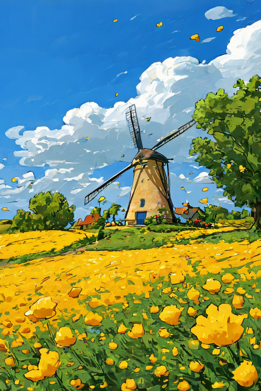 Windmill in Flowers-1