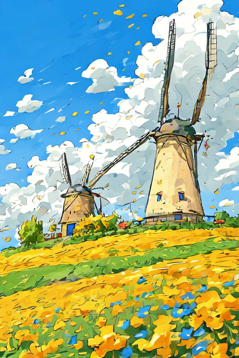 Windmill in Flowers-2