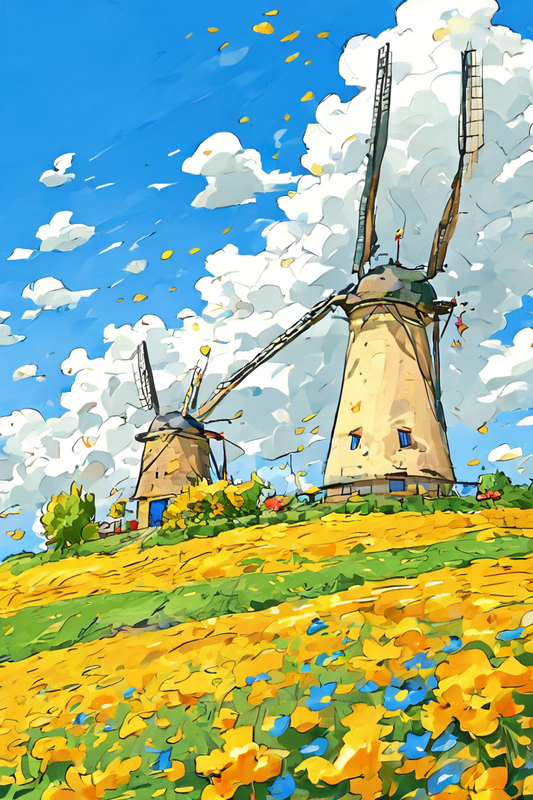 Windmill in Flowers-2